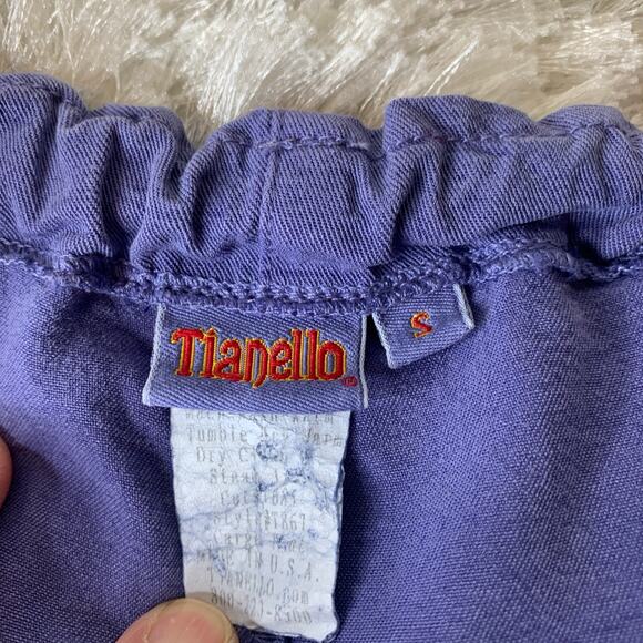 Tianello Small Blue Cropped Cargo Pants Tie Ankle Summer Beach - Picture 5 of 6